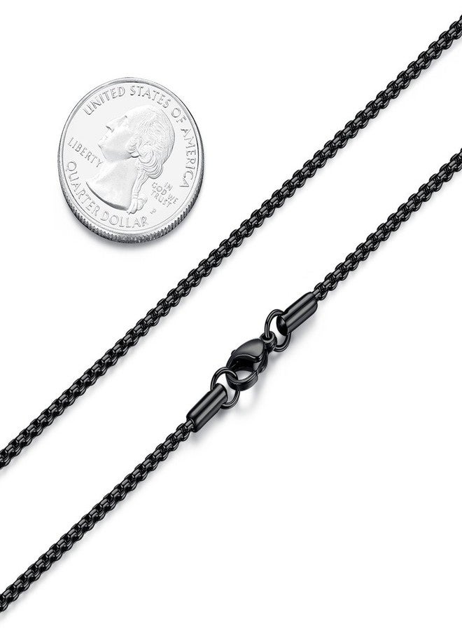 FOSIR Mens Womens 2mm Stainless Steel Black Rolo Cable Chain Necklace (24 Inch) - Image 2
